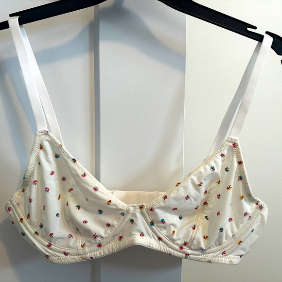J. Crew White Floral Balconette Bra Size 36C - Picture 1 of 8